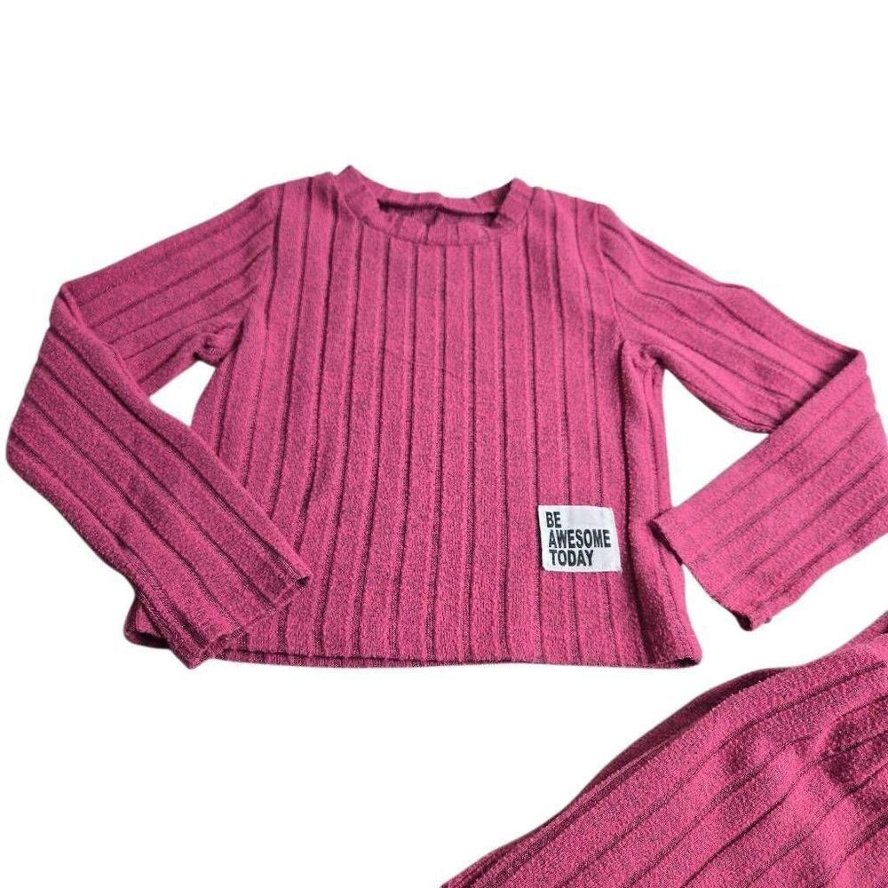 Pink Ribbed Matching outfit 130 5/6 - Picture 3 of 6